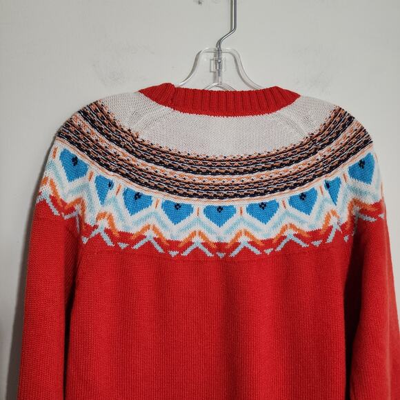 Kari Traa NWT redish orange wool blend fair isle crewneck sweater womans size S - Picture 9 of 12